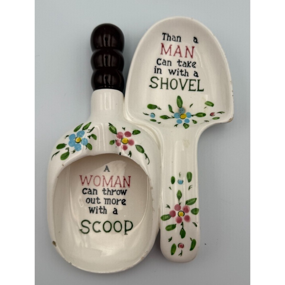 VTG Lego Ceramic Spoon Rest  "A Woman Can Throw Out More w/a Scoop....saying
